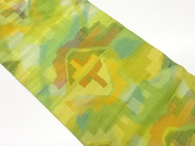 手織り紬抽象模様織出し名古屋帯